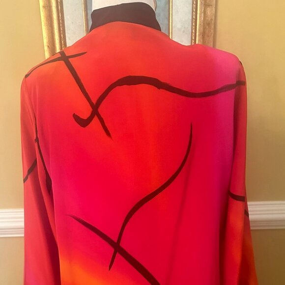 Stunning Linda Tilson 100% Silk Kimono Jacket Sz Small - Picture 3 of 5